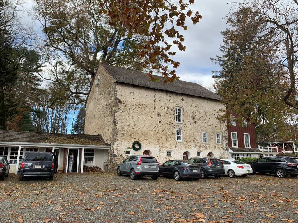 Large stone barn building now housing Baldwin's Book Barn