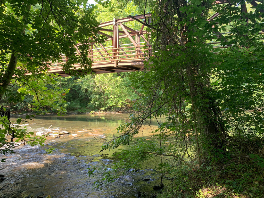 Metal bridge crossing the Tulpehocken Creek near Wyomissing, PA