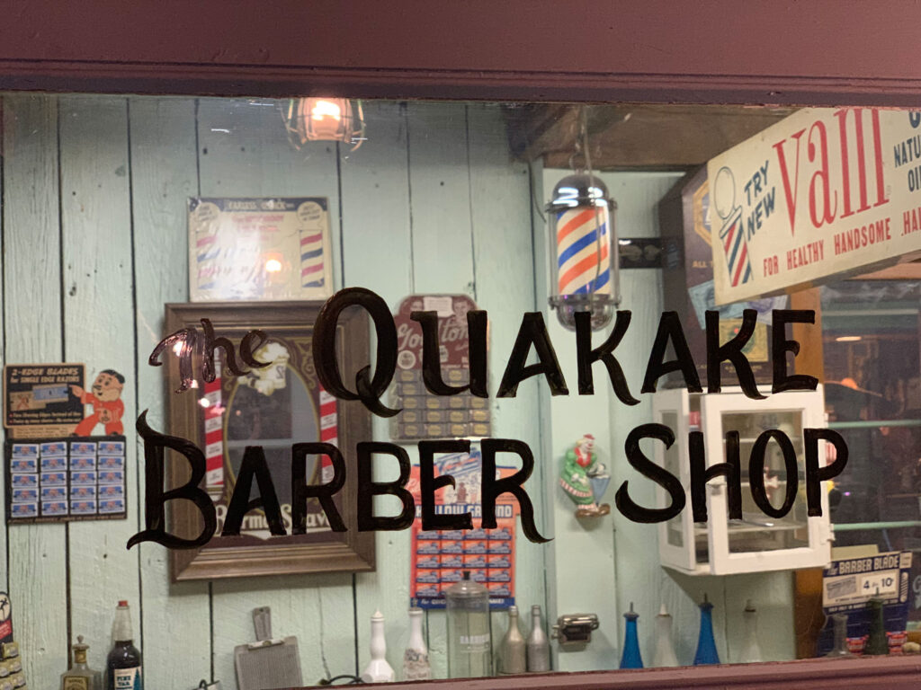 Recreated old time barbershop inside Bill's Old Bike Barn