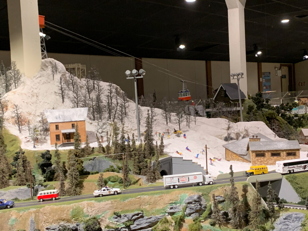 model ski slope on the Choo Choo Barn layout in Strasburg, PA