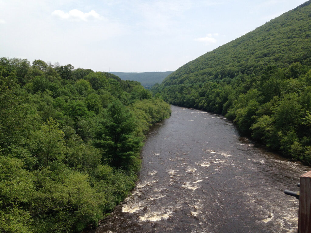 Lehigh River passing under a bridge in Jim Thorpe, PA