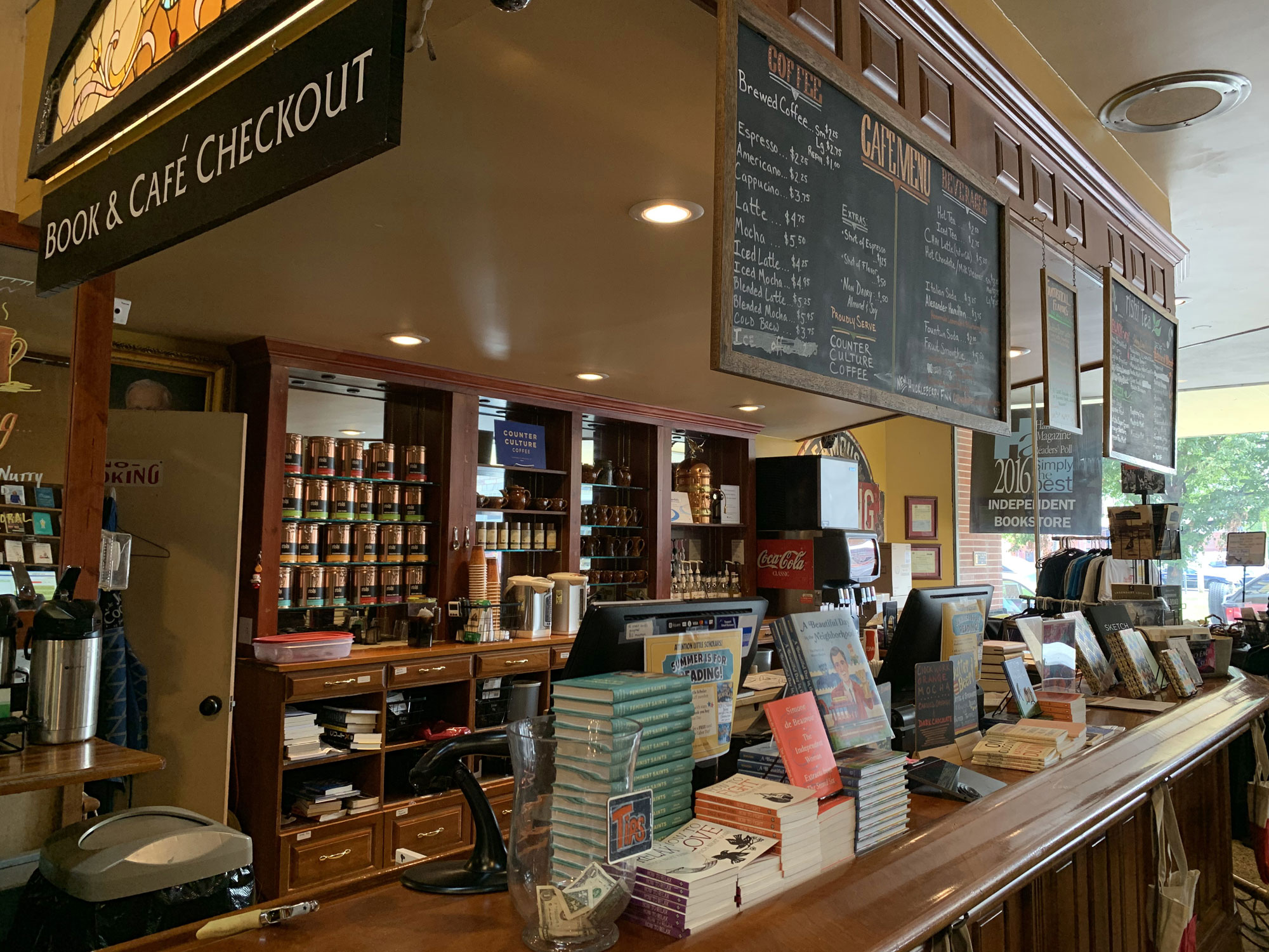 Checkout counter for the Midtown Scholar Bookstore and Cafe