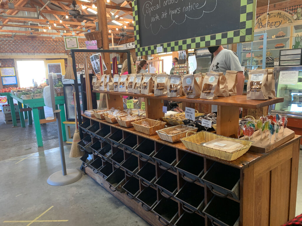 shelves of food inside Paulus Farm Market