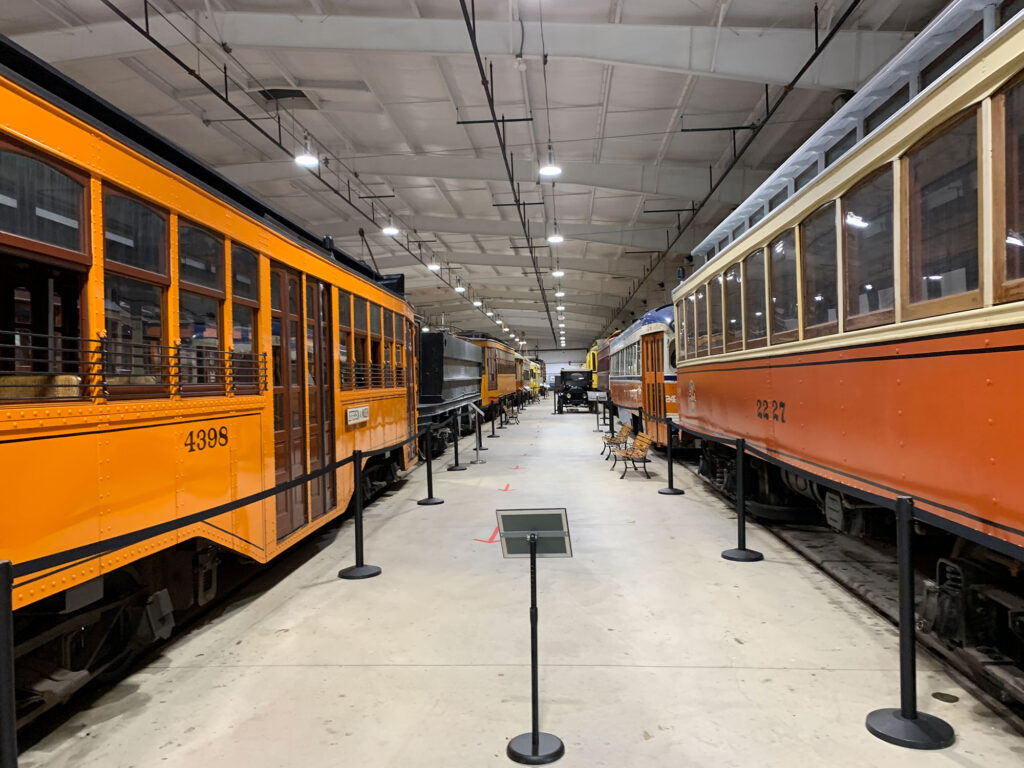 Inside the car barn at the Pennsylvania Trolley Museum