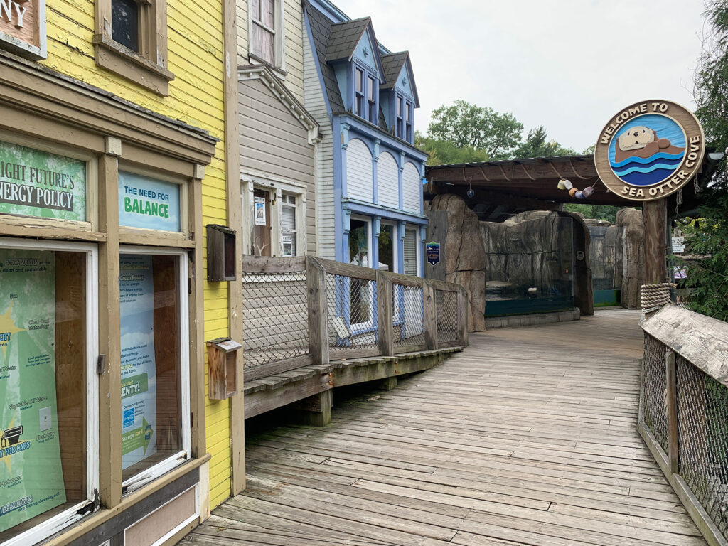 set made to look like a fishing village at Pittsburgh Zoo