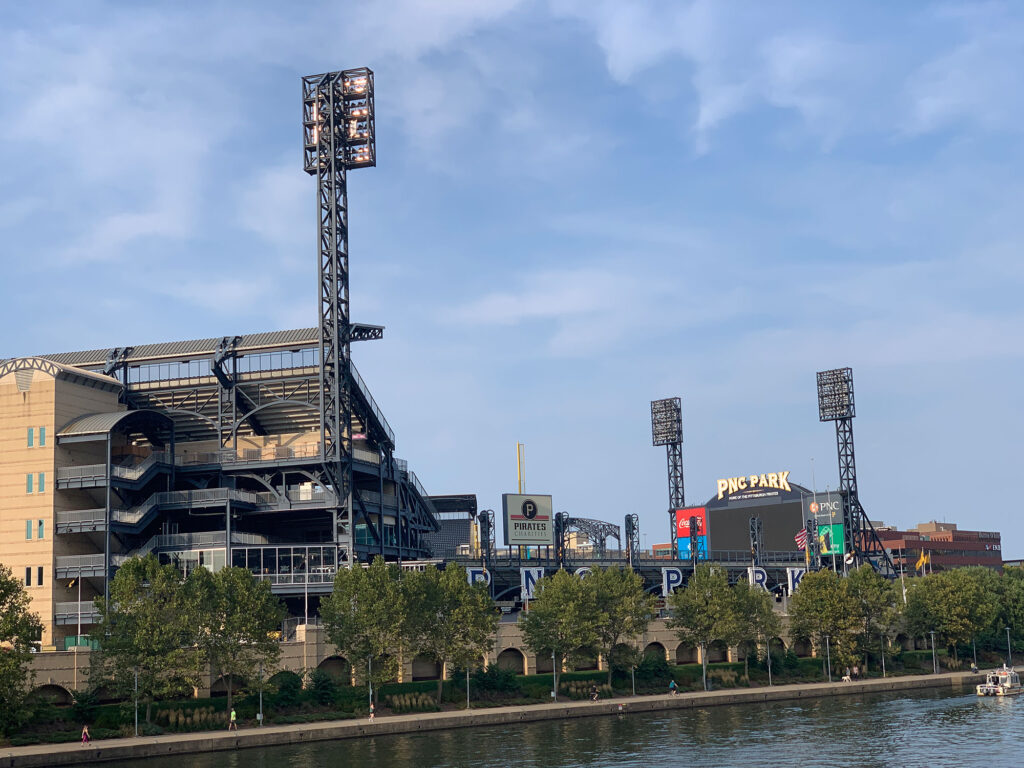 View of PNC Park from the Gateway Clipper river tour in Pittsburgh, PA