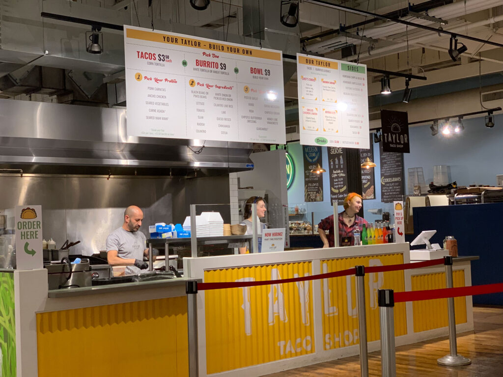 Taylor Taco Shop stand inside Easton Public Market