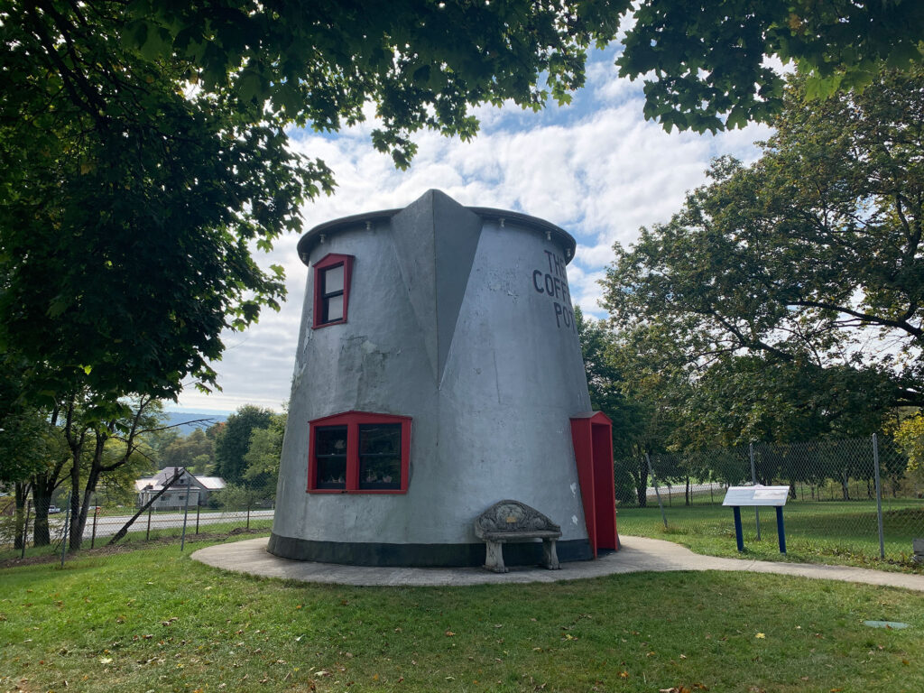 Coffee Pot shaped building now a roadside attraction in Bedford, PA