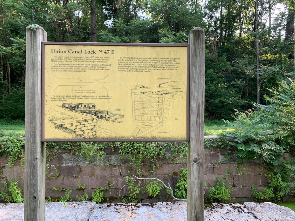 informational sign about Union Canal Lock 47