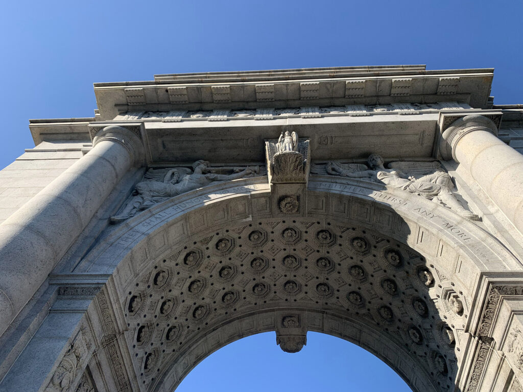 close-up of the underside of the National Memorial Arch at Valley Forge