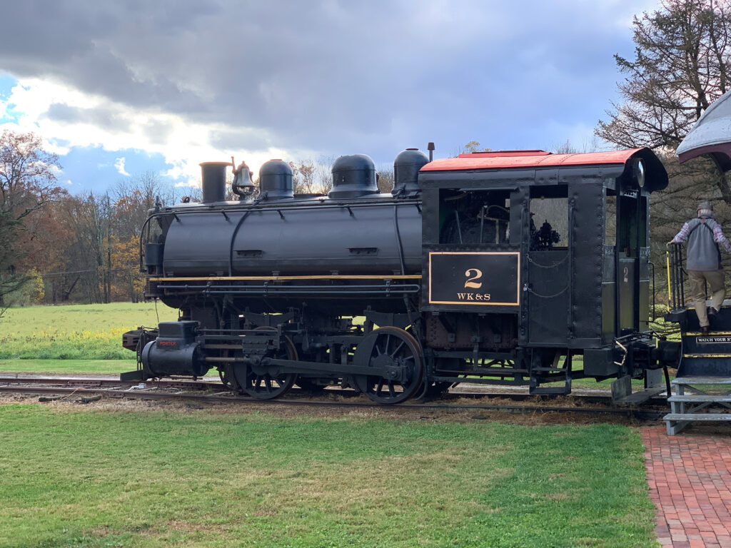 Vintage steam tank engine on display at the Wanamaker Kempton and Southern Railroad