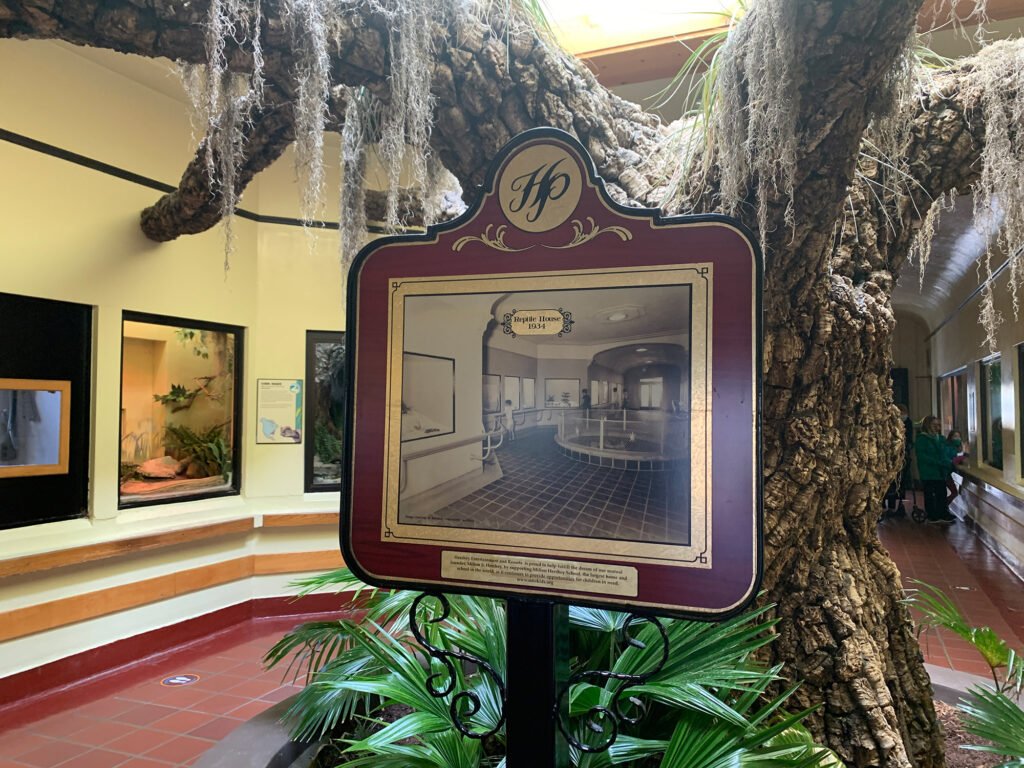 sign inside ZooAmerica with a picture of how the space looked in the early 20th Century