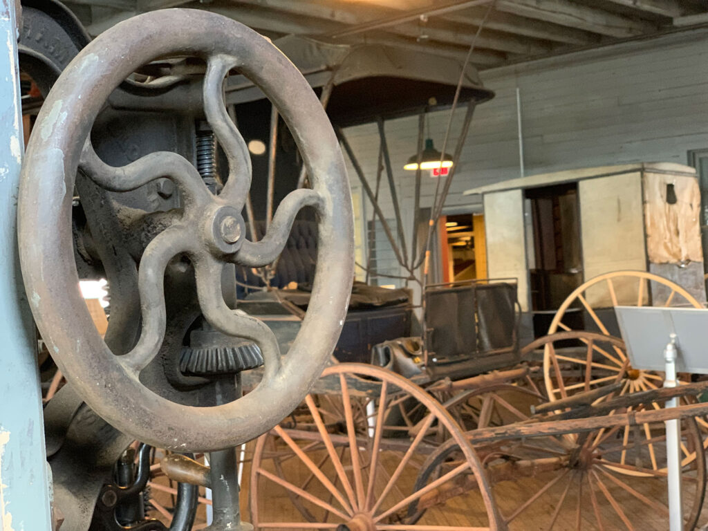 antique carriage on display at the Boyertown Museum of Historic Vehicles