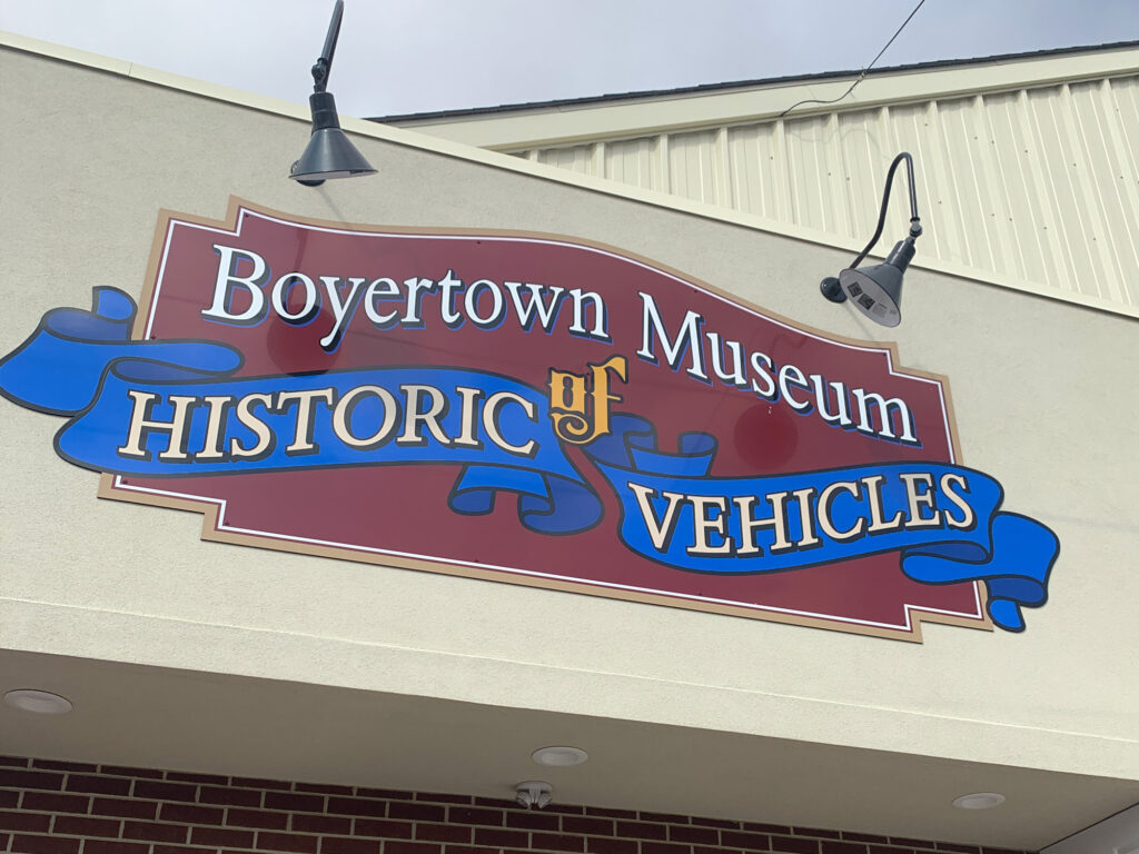 Logo sign for the Boyertown Museum of Historic Vehicles