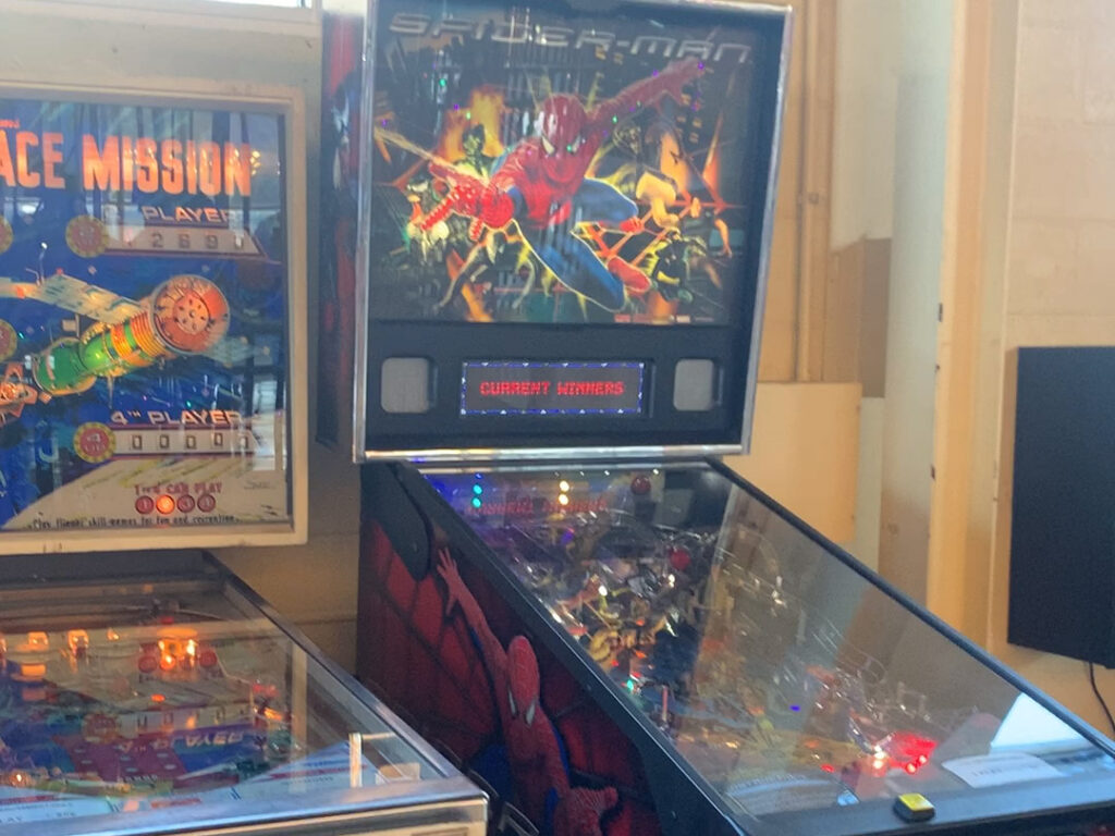 Vintage Spider-Man pinball machine at the Carousel at Pottstown