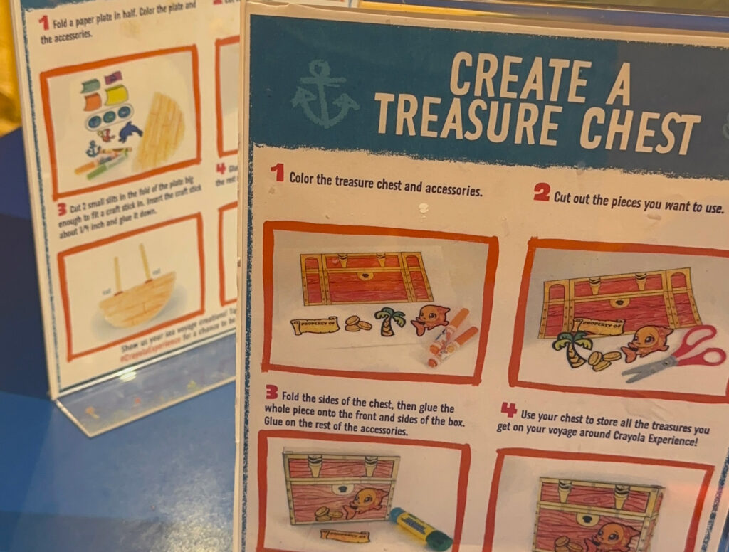 paper in a lexan frame showing how to create a treasure chest