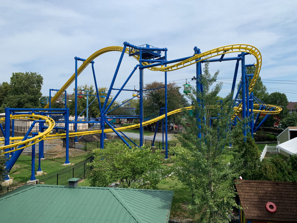 Merlin's Mayhem - a suspended steel roller coaster at Dutch Wonderland