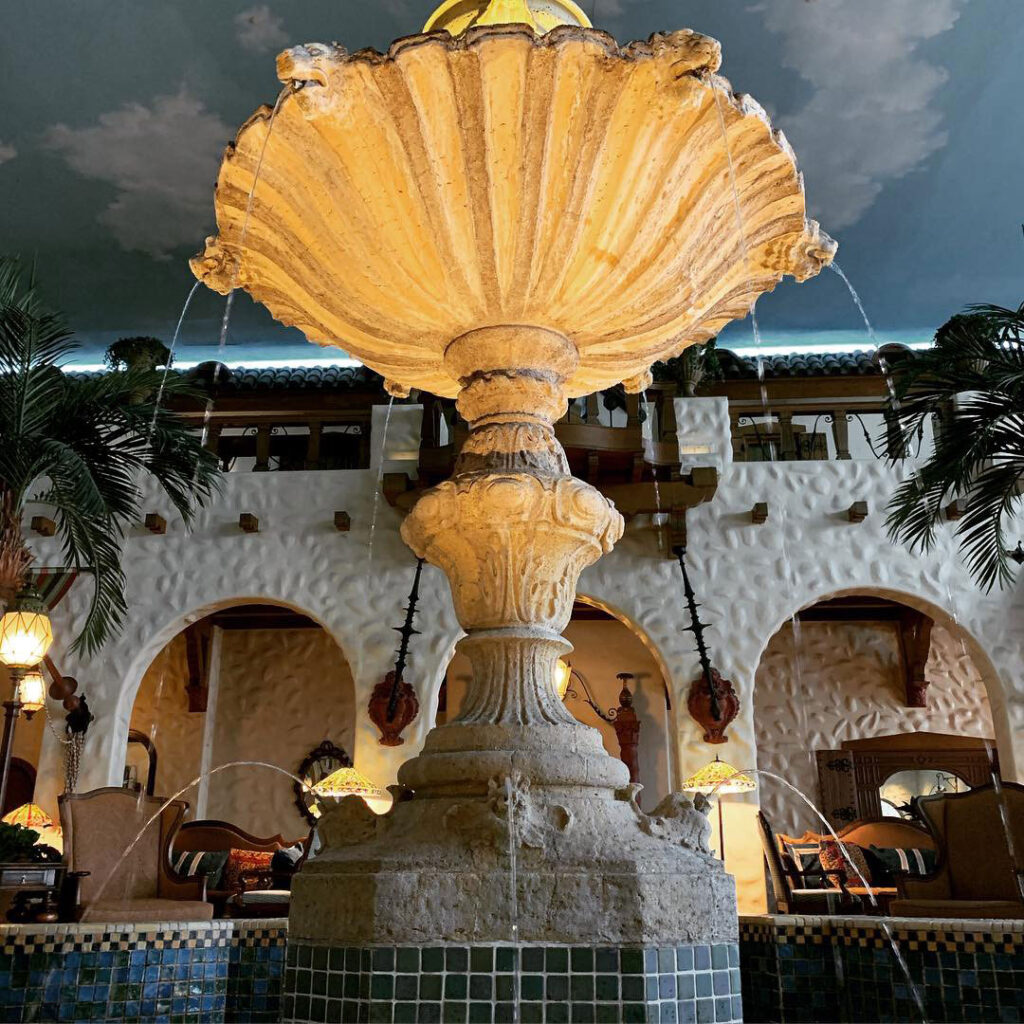 the tropical fountain inside the original lobby of the Hotel Hershey