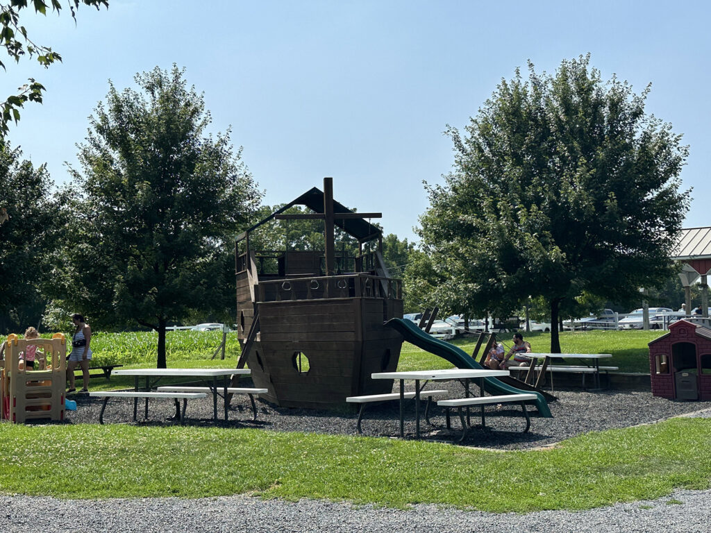 pirate-ship shaped play area at Klein Farm