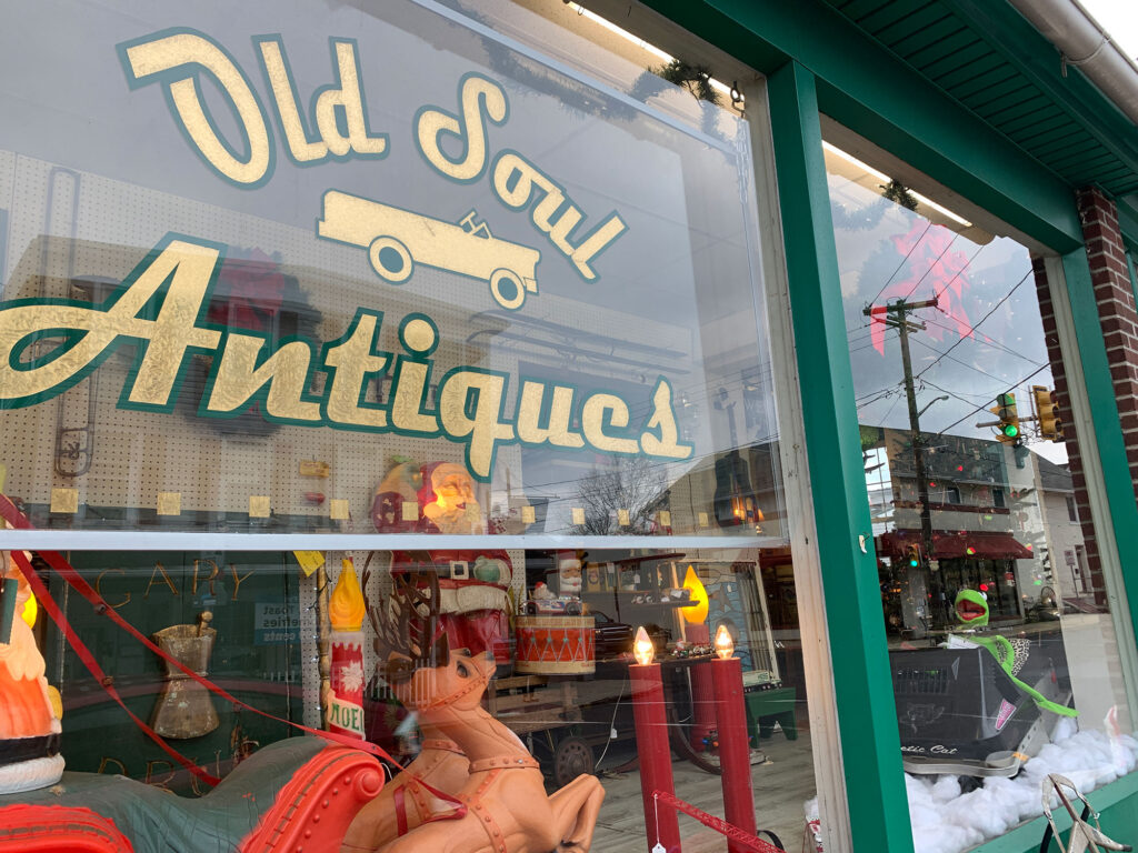 Window with the words "Old Soul Antiques"