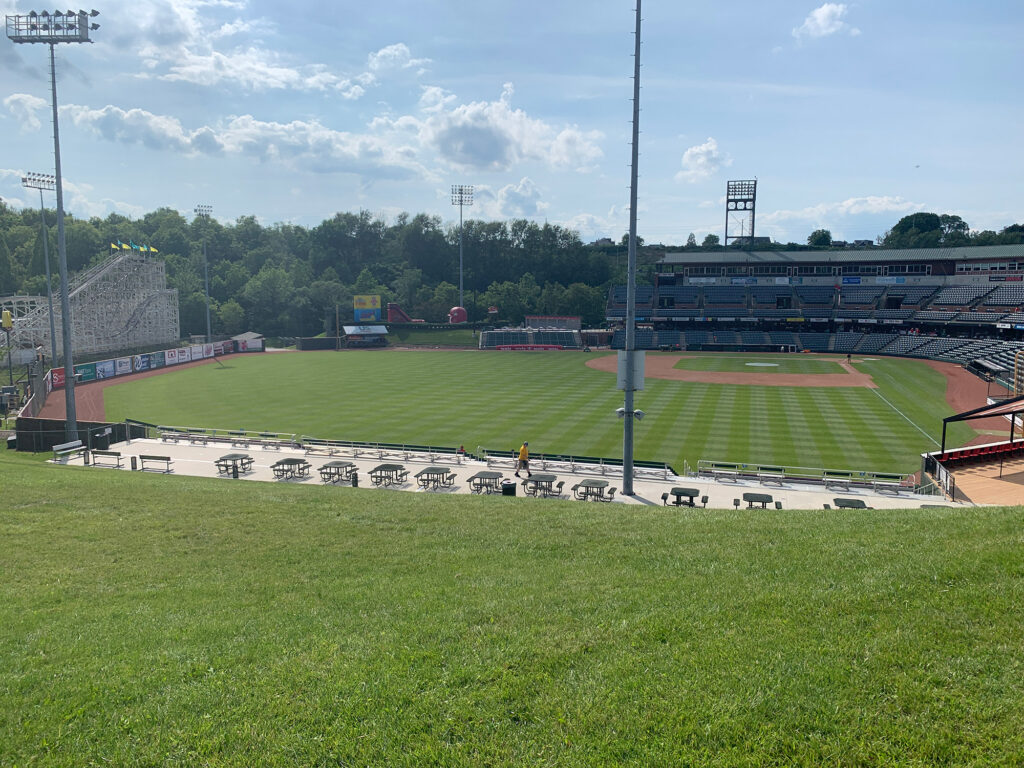 View of People's Natural Gas Field in Altoona looking from above the left field wall toward home plate