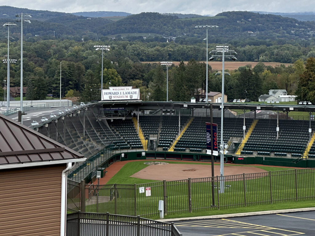 A view of Little League's Lamade Stadium from the hill above left field