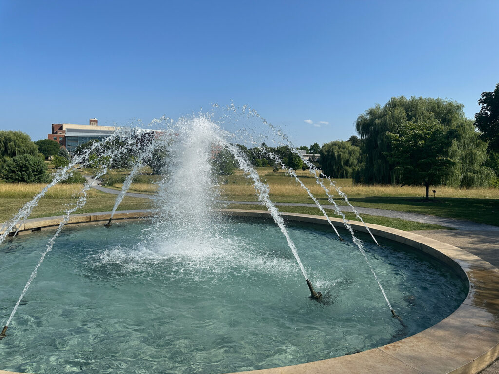 soaring waters fountain at Penn State Arboretum