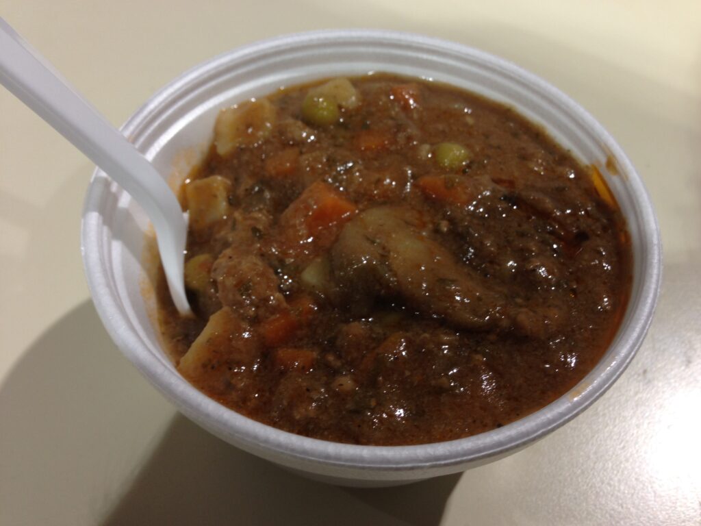 small cup filled with stew from the PA Farm Show